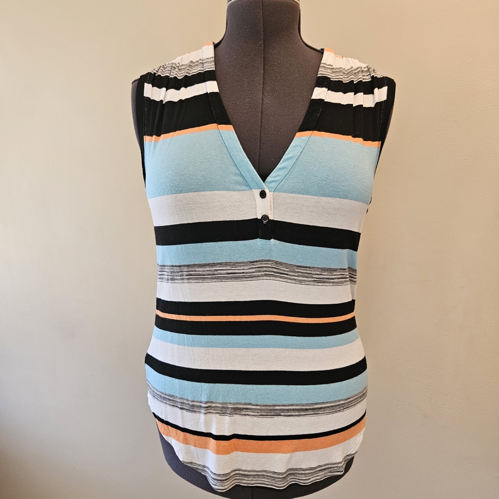Red Haute Multicolor Striped V-Neck Tank Top